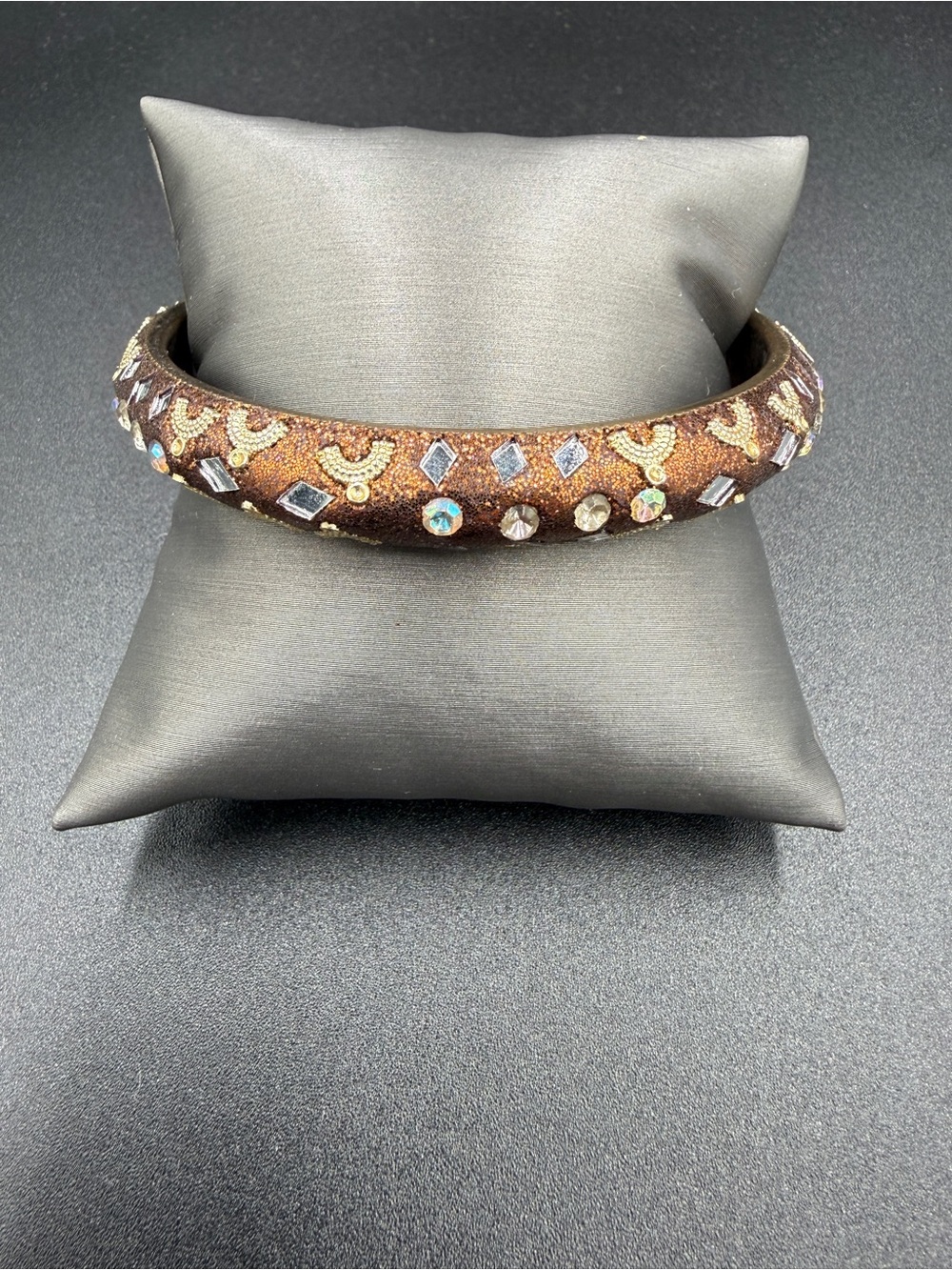Embellished Brown Crystal-Accent Bangle Bracelet